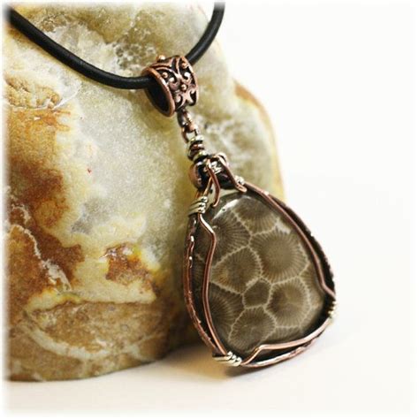 Petoskey Stone Jewelry / Copper and Sterling / Petoskey Stone | Etsy | Petoskey stone, Petoskey ...