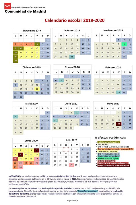 Calendario Escolar Para Descargar Fechas Y Festivos En Todas