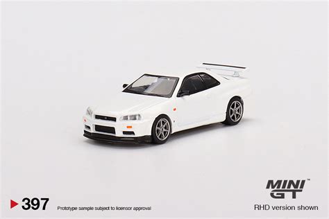 Mini Gt 164 Nissan Skyline Gt R R34 V Spec N1 White Diecast Car