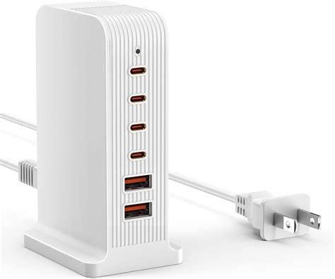 VHBW 5 Port USB C Charger 55W Tower Charging Station For Multiple