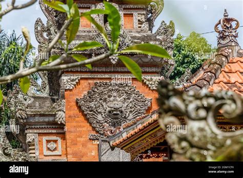 Stone Carving At Hindu Balinese Temple Ubud Gianyar Bali Indonesia