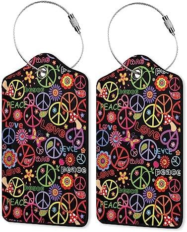 Amazon Pack Leather Luggage Tag For Suitcase Hippie Flower Peace