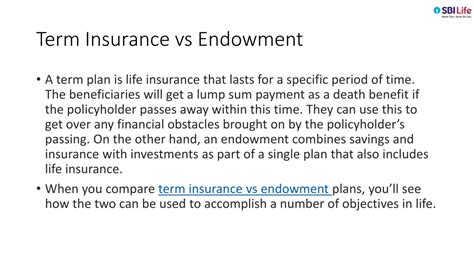 PPT Term Insurance Vs Endowment PowerPoint Presentation Free