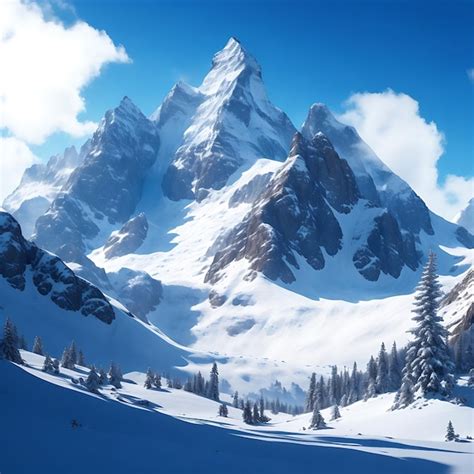 Snow Mountain AI Generated Premium AI Generated Image