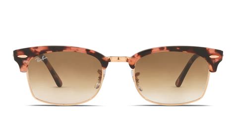 Ray Ban Rb3916 Clubmaster Square Pink Tortoise Frame With Clear Gradient Brown Lenses Lenses