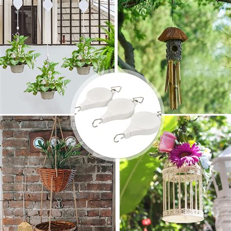 Snapklik.com : Plant Pulleys 3PC White Adjustable Plant Hangers, Indoor