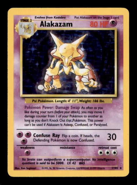 Pokemon Alakazam 1 102 Base Set Holo Froggers House Of Cards