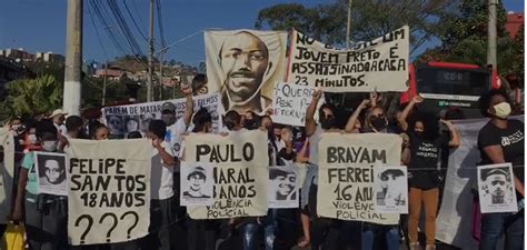 Manifestantes Fazem Ato Contra Racismo E Violência Policial Em Cidade