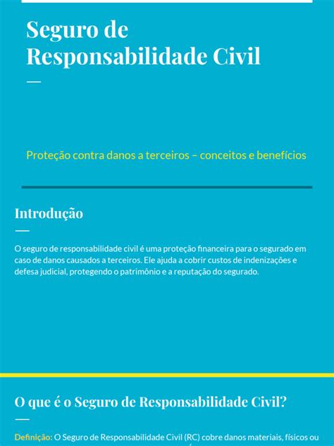 Seguro De Responsabilidade Civil O Que É - Seguro de Responsabilidade Civil: Conceitos e Benefícios | PDF | Seguro ...