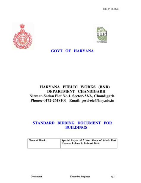 Pdf Govt Of Haryana Haryana Public Works B R Haryanapmgsy