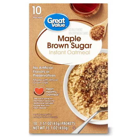 Great Value Maple And Brown Sugar Instant Oatmeal 10 Packets