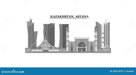 Kazakhstan, Astana City Skyline Isolated Vector Illustration, Icons ...