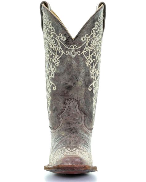 Corral Womens Brown Crater Embroidered Cowgirl Boots Square Toe Country Outfitter