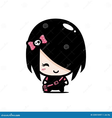 Cute and Cool Emo Girl Cartoon Character Stock Vector - Illustration of ...