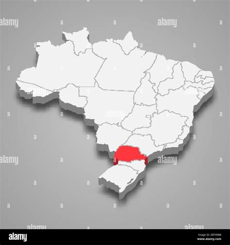 Ubicación Del Estado De Paraná Dentro Del Mapa 3d De Brasil Imagen Vector De Stock Alamy