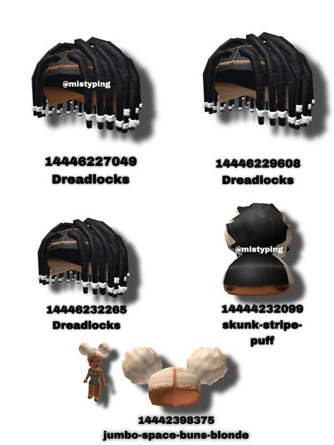 New Dreadlocks Hair Codes For Black Hair In Roblox 2024