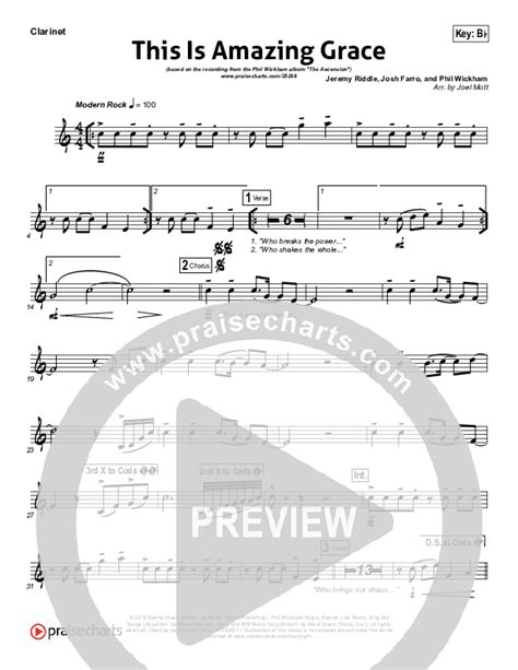 This Is Amazing Grace Clarinet Sheet Music PDF Phil Wickham