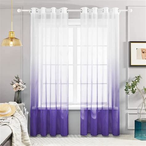 Deconovo Lot de 2 Rideaux Voilages Violet 140 x 270 CM Dégradé de