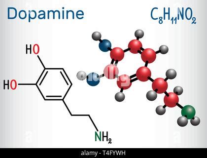 Estructura Molecular de la dopamina neurotransmisor molécula Colorido