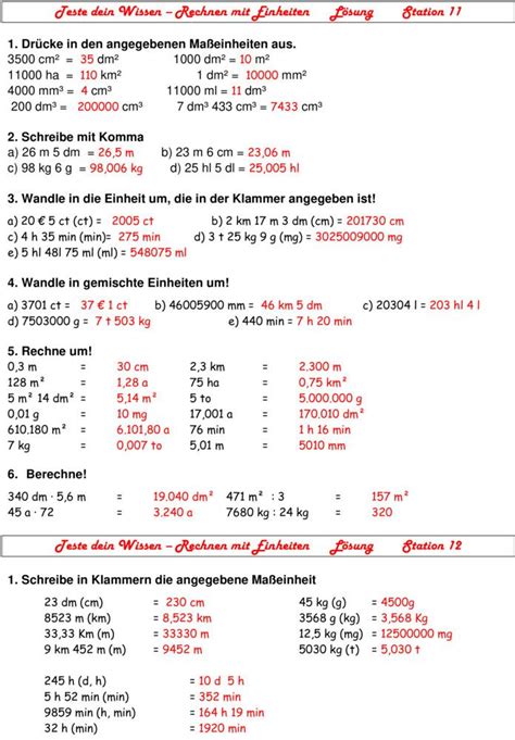 Bungsblatt Zu Gr En Und Ma Einheiten Chantal Liter Info Learning