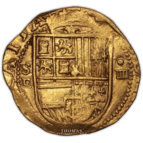 Coin Spain Felipe II Gold Cob 4 Escudos Sevilla Kempen