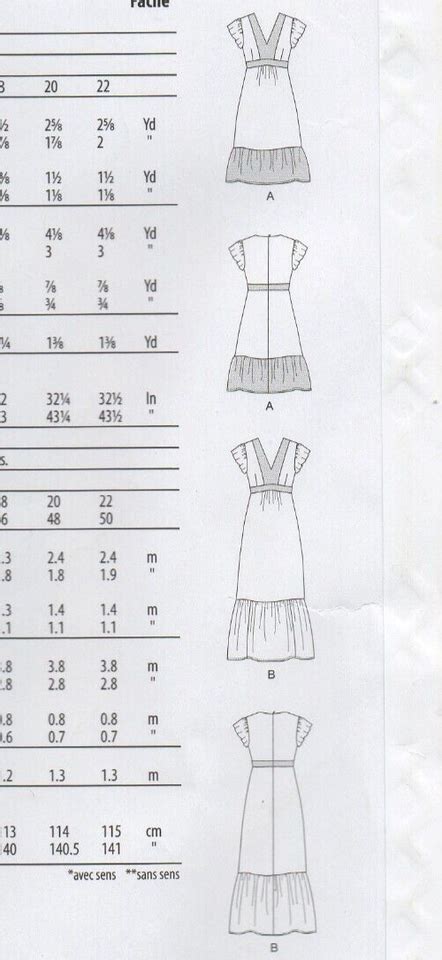 Butterick Sewing Pattern Easy Dress Raised Waist Frill Ruffle Size