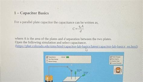 Solved For A Parallel Plate Capacitor The Capacitance Can Be