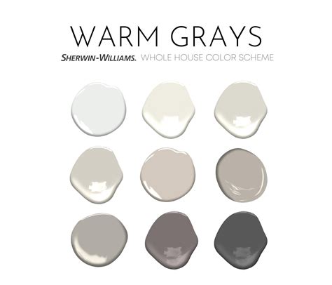 Warm Grays Paint Color Scheme Premade Paint Palette Sherwin Williams