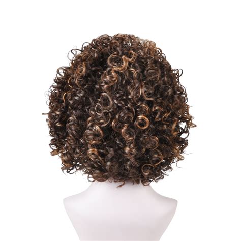 Human Handmade Curly Afro Wig Bangs Short Kinky Curly Wigs Black Women