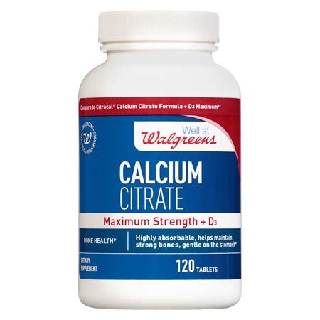 Walgreens Calcium Citrate Maximum Strength D Tablets Walgreens