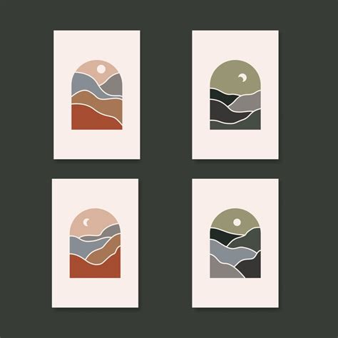 Modern abstract contemporary landscape posters vector illustration ...