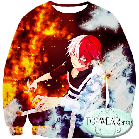 My Hero Academia Hoodies - Anime Hero Shoto Todoroki Quirk Half Cold H ...