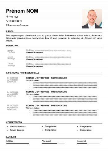 Mod Le De Cv Word Modifiable Gratuit Cv Personnalisable