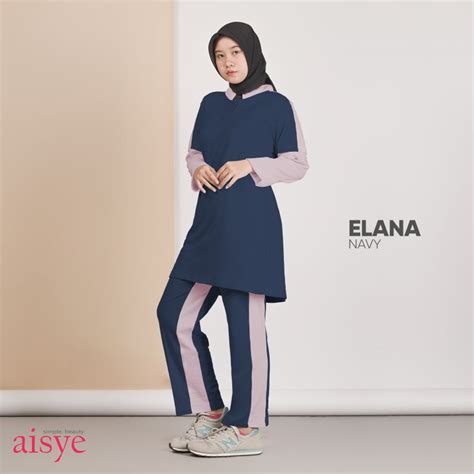 Jual Baju Olahraga Wanita Muslimah Aisye Elana Setelan Polos Shopee