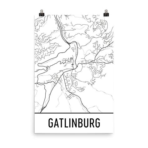 Gatlinburg TN Street Map Poster - Wall Print by Modern Map Art