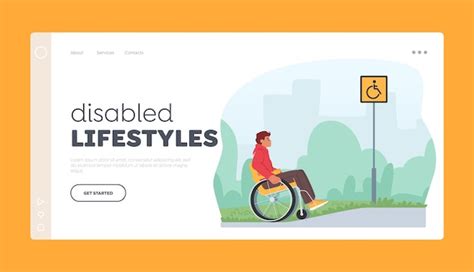 Premium Vector Disabled Lifestyle Landing Page Template Male