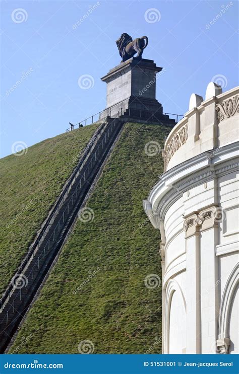 Lion S Mound Commemorating the Battle at Waterloo, Belgium. Stock Image ...