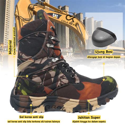 Jual Sepatu Safety Boots Pria Tinggi Ujung Besi Delta Cordura Tactical