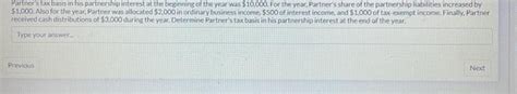 Solved Partner S Tax Basis In His Partnership Interest At Chegg