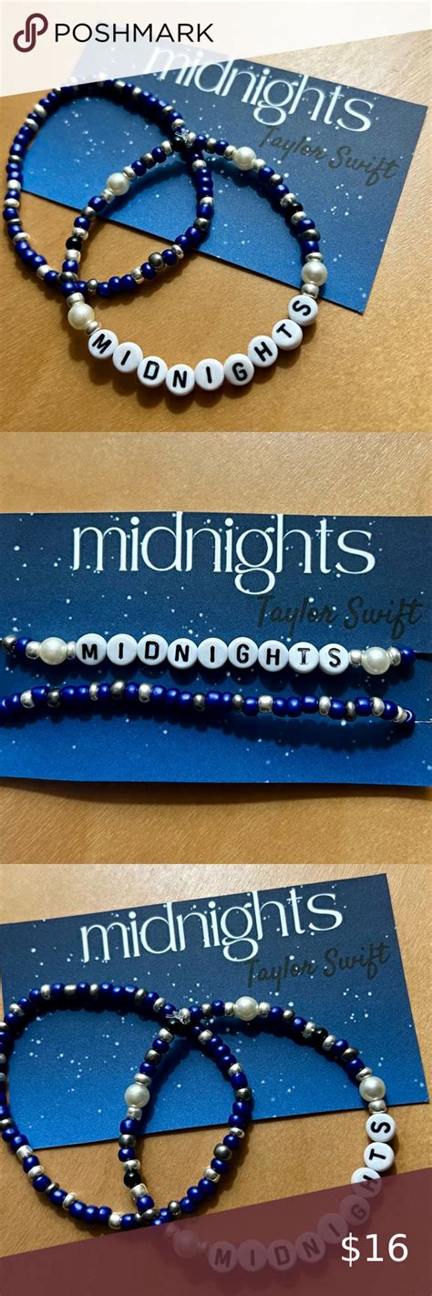 Midnights Taylor Swift Beaded Blue Silver Bracelet Set Of 2 Taylor