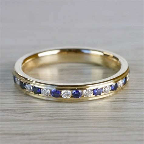 Diamond Sapphire Eternity Ring In Yellow Gold