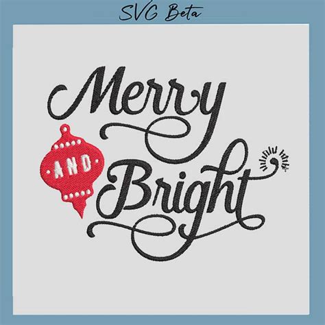 Merry And Bright Embroidery Design Christmas Embroidery File Pes Hus