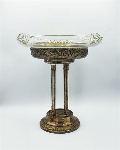 Antique Silver Plated Metal Centerpiece With Glass Bowl For Sale At Pamono