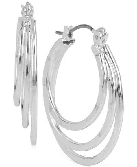 Lyst Robert Lee Morris Silver Tone Triple Layer Hoop Earrings In Metallic