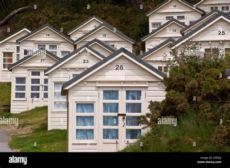 Beach Huts And Chalets On Poole Beach Dorset England Stock Photo Alamy