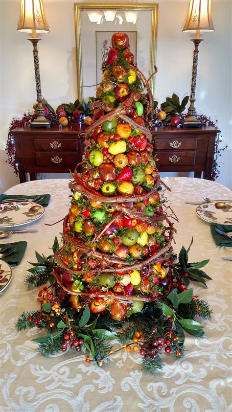 Williamsburg Fruit Topiary Dining Table Centerpiece Etsy Christmas Fruit Fruit Decorations