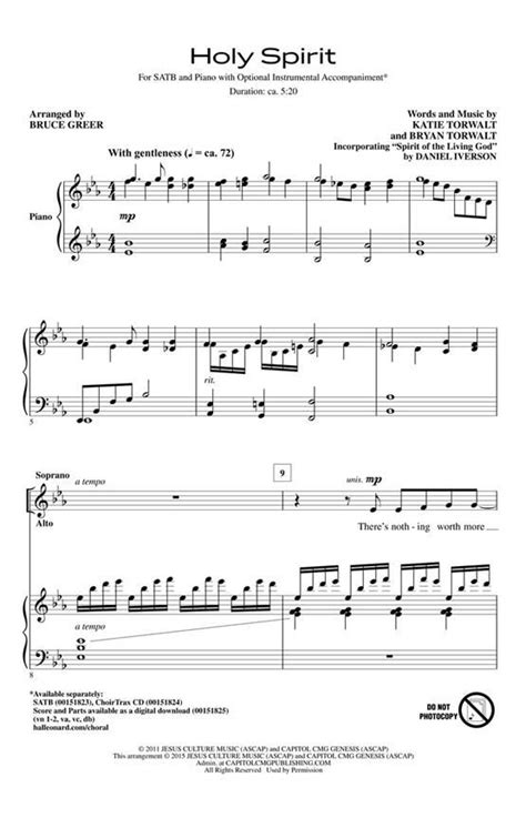 Holy Spirit (Francesca Battistelli) » Sheet Music for Mixed Choir