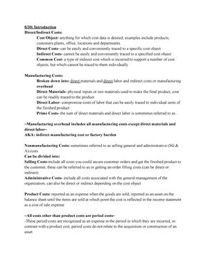 Managerial Accounting Finals Summary Notes Managerial Accounting