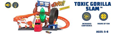 Amazon Hot Wheels City Toy Car Track Set Toxic Gorilla Slam Gas Station Tire Repair Shop