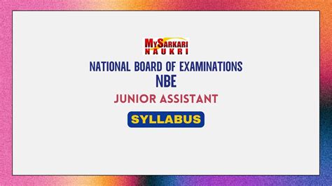 NBE Junior Assistant Syllabus MySarkariNaukri En